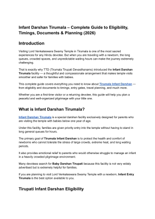 Infant Darshan Tirumala Guide 2026_ Timings & Eligibility