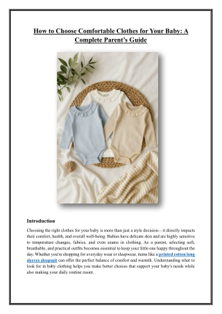 How to Choose Comfortable Clothes for Your Baby: A Complete Parent’s Guide