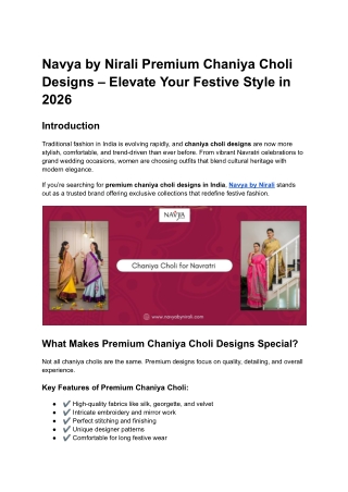 Navya by Nirali Premium Chaniya Choli Designs – Elevate Your Festive Style in 2026