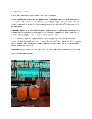 Discover the Best Bar in Downtown Houston for Chill Vibes