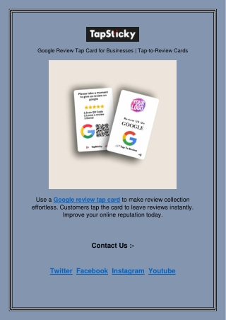 Google Review Tap Card for Businesses | Tap-to-Review Cards