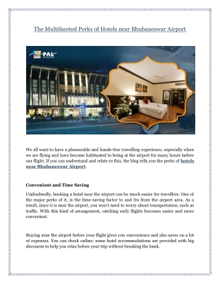 The Multifaceted Perks of Hotels near Bhubaneswar Airport