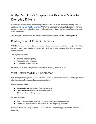 Is My Car ULEZ Compliant_ A Practical Guide for Everyday Drivers