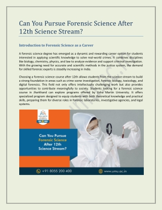 Can You Pursue Forensic Science After 12th Science Stream