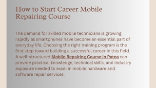 How to Start Career Mobile Repairing Course