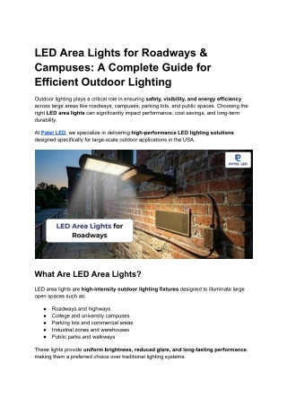 LED Area Lights for Roadways & Campuses_ A Complete Guide for Efficient Outdoor Lighting