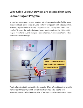 Why Cable Lockout Devices are Essential for Every Lockout Tagout Program