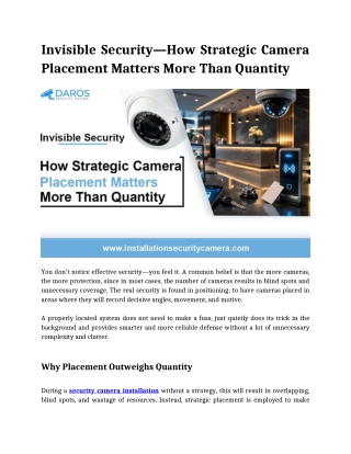 Invisible Security—How Strategic Camera Placement Matters More Than Quantity