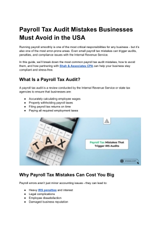 Payroll Tax Audit Mistakes Businesses Must Avoid in the USA
