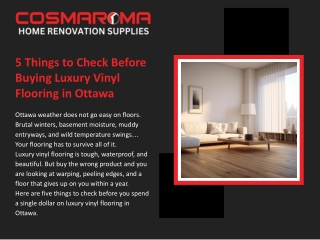 Buying Luxury Vinyl Flooring in Ottawa? Check These 5 Things