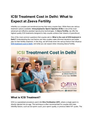 ICSI Treatment Cost in Delhi | Zeeva Fertility’s Affordable Solutions
