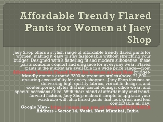Buy High-Waisted Flared Pants for Women at Jaey Shop