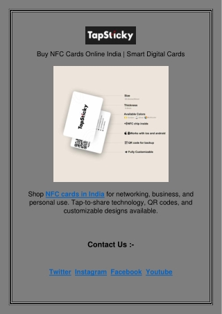 Buy NFC Cards Online India | Smart Digital Cards
