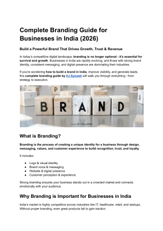 Complete Branding Guide for Businesses in India (2026)