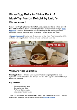 Pizza Egg Rolls in Elkins Park_ A Must-Try Fusion Delight by Luigi's Pizzarama II