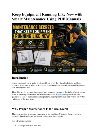 Keep Equipment Running Like New with Smart Maintenance Using PDF Manuals
