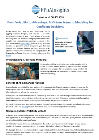 From Volatility to Advantage AI-Driven Scenario Modeling for Confident Decisions
