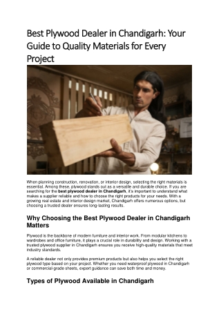 Best Plywood Dealer in Chandigarh Your Guide to Quality Materials for Every Project