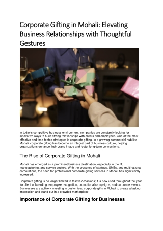 Corporate Gifting in Mohali Elevating Business Relationships with Thoughtful Gestures
