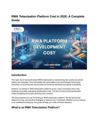 RWA Tokenization Platform Cost in 2026: A Complete Guide