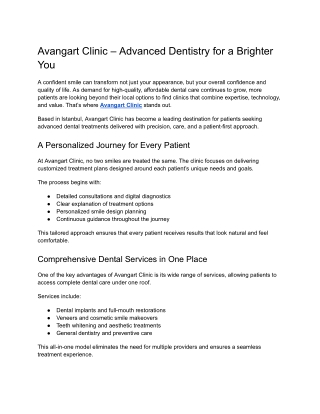 Avangart Clinic – Advanced Dentistry for a Brighter You