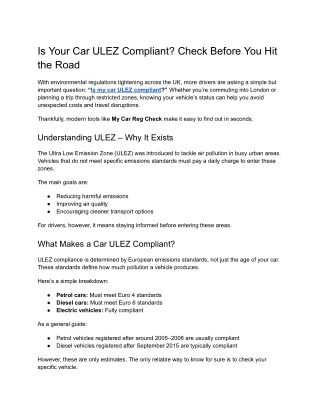 Is Your Car ULEZ Compliant_ Check Before You Hit the Road