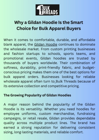 Why a Gildan Hoodie Is the Smart Choice for Bulk Apparel Buyers