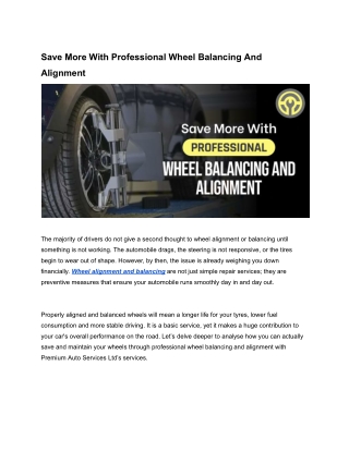 Save More With Professional Wheel Balancing And Alignment