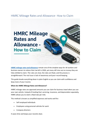 HMRC Mileage Rates and Allowance - How to Claim
