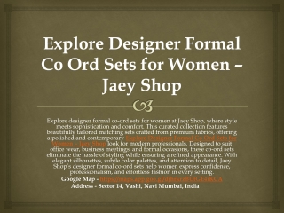 Explore Designer Formal Co Ord Sets for Women – Jaey Shop