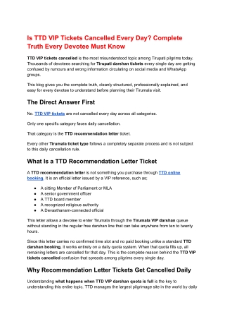 TTD VIP Tickets Cancelled Every Day_ Know the Truth