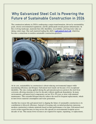 Why Galvanized Steel Coil Is Powering the Future of Sustainable Construction