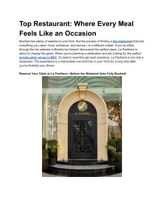 Top Restaurant_ Where Every Meal Feels Like an Occasion