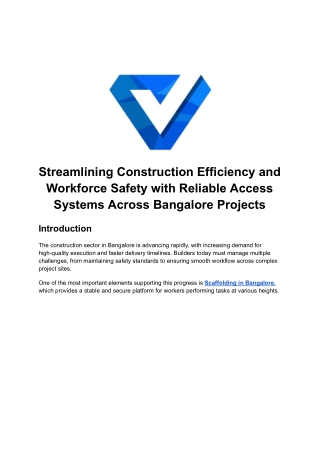 Streamlining Construction Efficiency and Workforce Safety with Reliable Access Systems Across Bangalore Projects