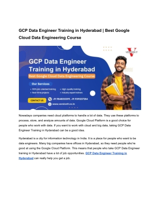 GCP Data Engineer Training in Hyderabad _ Best Google Cloud Data Engineering Course