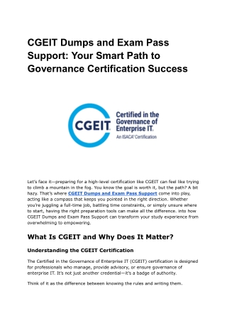CGEIT Dumps and Exam Pass Support_ Your Smart Path to Governance Certification Success