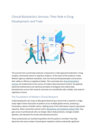 Clinical Biostatistics Services: Their Role in Drug Development and Trials