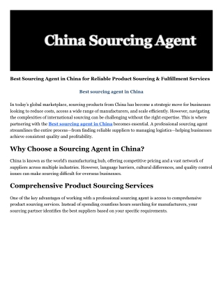 China sourcing agent