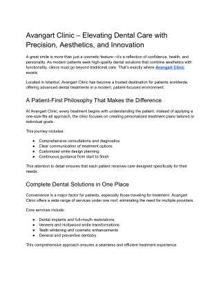 Avangart Clinic – Elevating Dental Care with Precision, Aesthetics, and Innovation