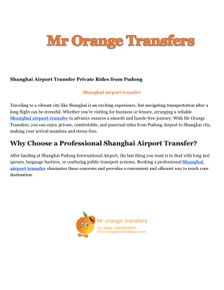 Car hire with driver in Shanghai