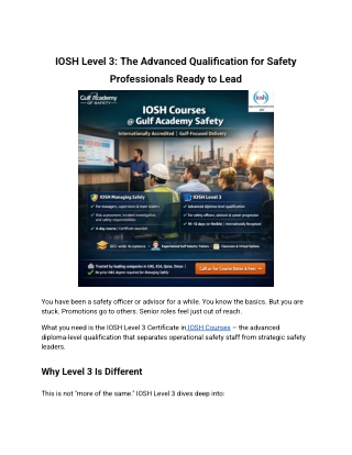 IOSH Level 3: The Advanced Qualification for Safety Professionals Ready to Lead