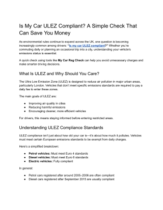 Is My Car ULEZ Compliant_ A Simple Check That Can Save You Money