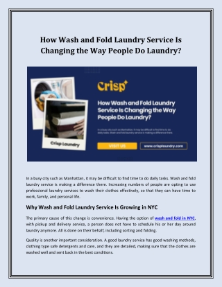 How Wash and Fold Laundry Service Is Changing the Way People Do Laundry?