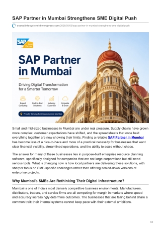 SAP Partner in Mumbai Strengthens SME DigitalPush