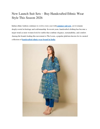 New Launch Suit Sets - Buy Handcrafted Ethnic Wear Style This Season 2026