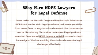 Why Hire NDPS Lawyers for Legal Defense