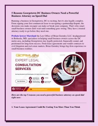 5 Reasons Georgetown DC Business Owners Need a Powerful Business Attorney