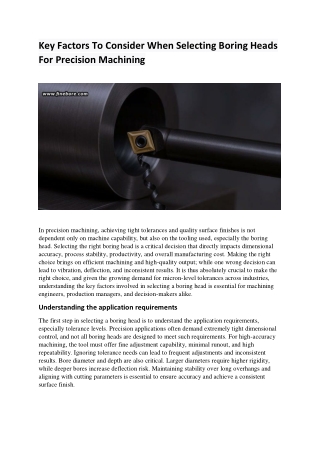 Key Factors To Consider When Selecting Boring Heads For Precision Machining