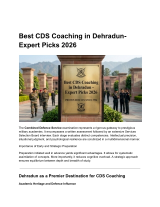 Best CDS Coaching in Dehradun- Expert Picks 2026