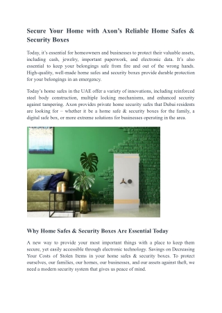 Secure Your Home with Axon’s Reliable Home Safes & Security Boxes